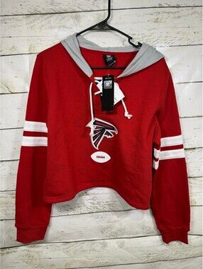 FOCO NFL Falcons Hoodie Women's Hockey Style Cropped Size Large NWT